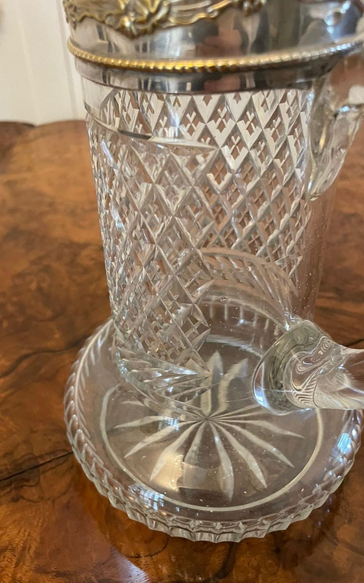 Antiker viktorianischer Claret-Krug aus versilbertem geschliffenem Glas von herausragender Qualität  im Angebot 1