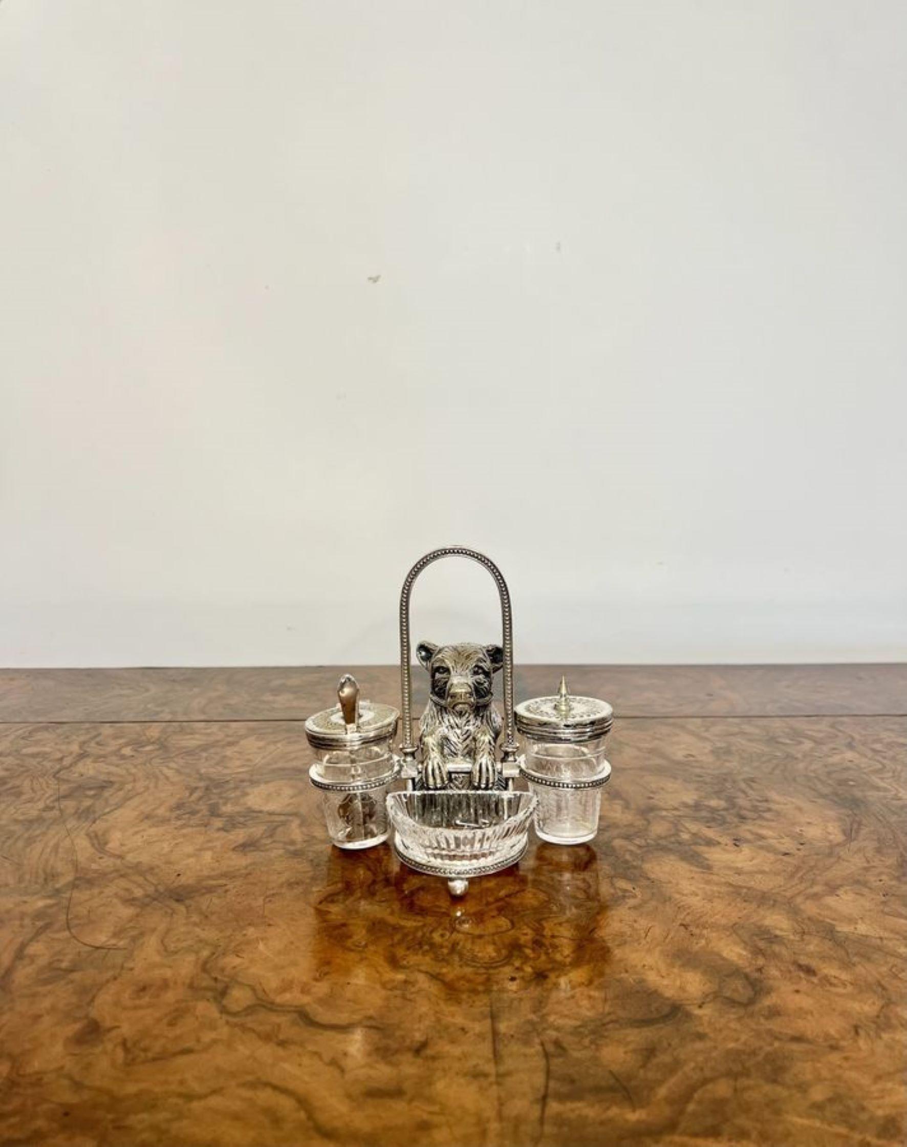 High Victorian Outstanding quality antique Victorian silver plated novelty cruet  For Sale