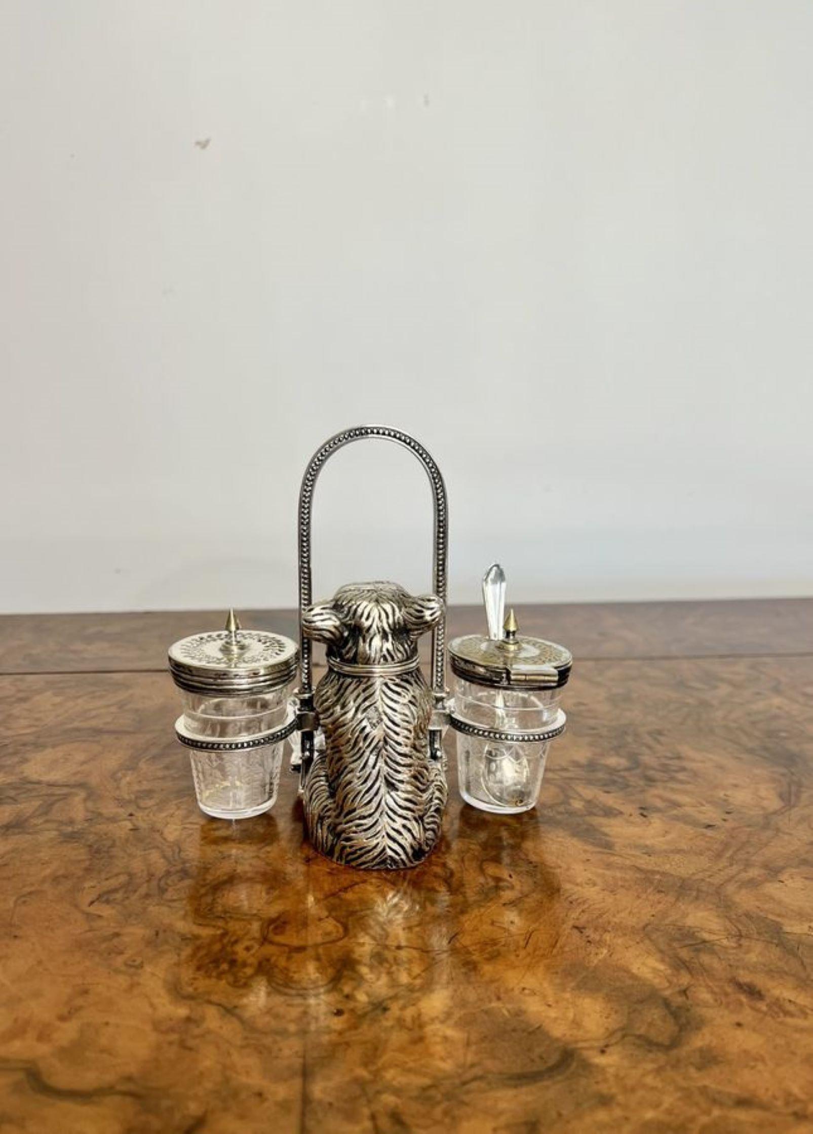 Outstanding quality antique Victorian silver plated novelty cruet  For Sale 1