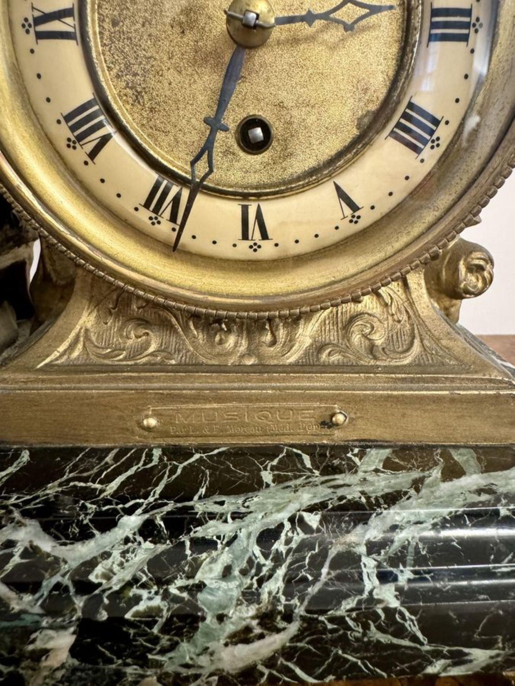 Outstanding quality antique Victorian spelter figure mantle clock In Good Condition In Ipswich, GB