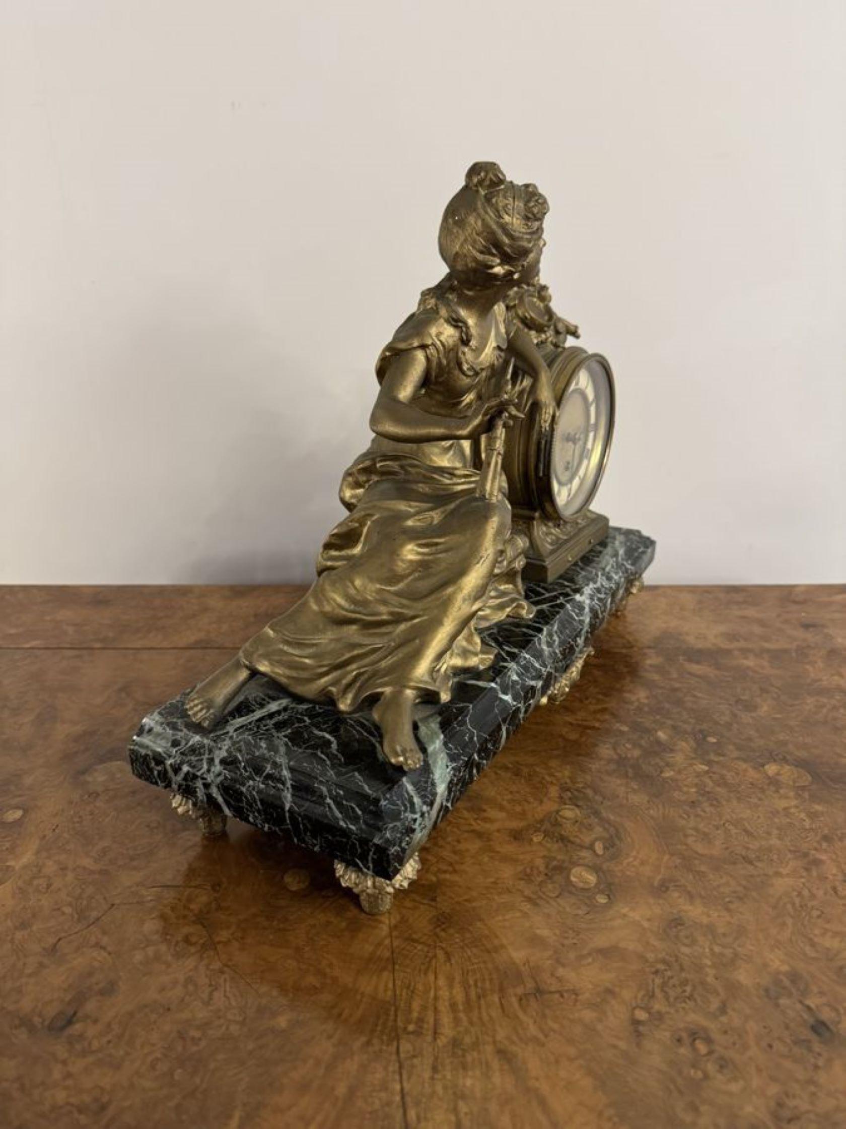 19th Century Outstanding quality antique Victorian spelter figure mantle clock