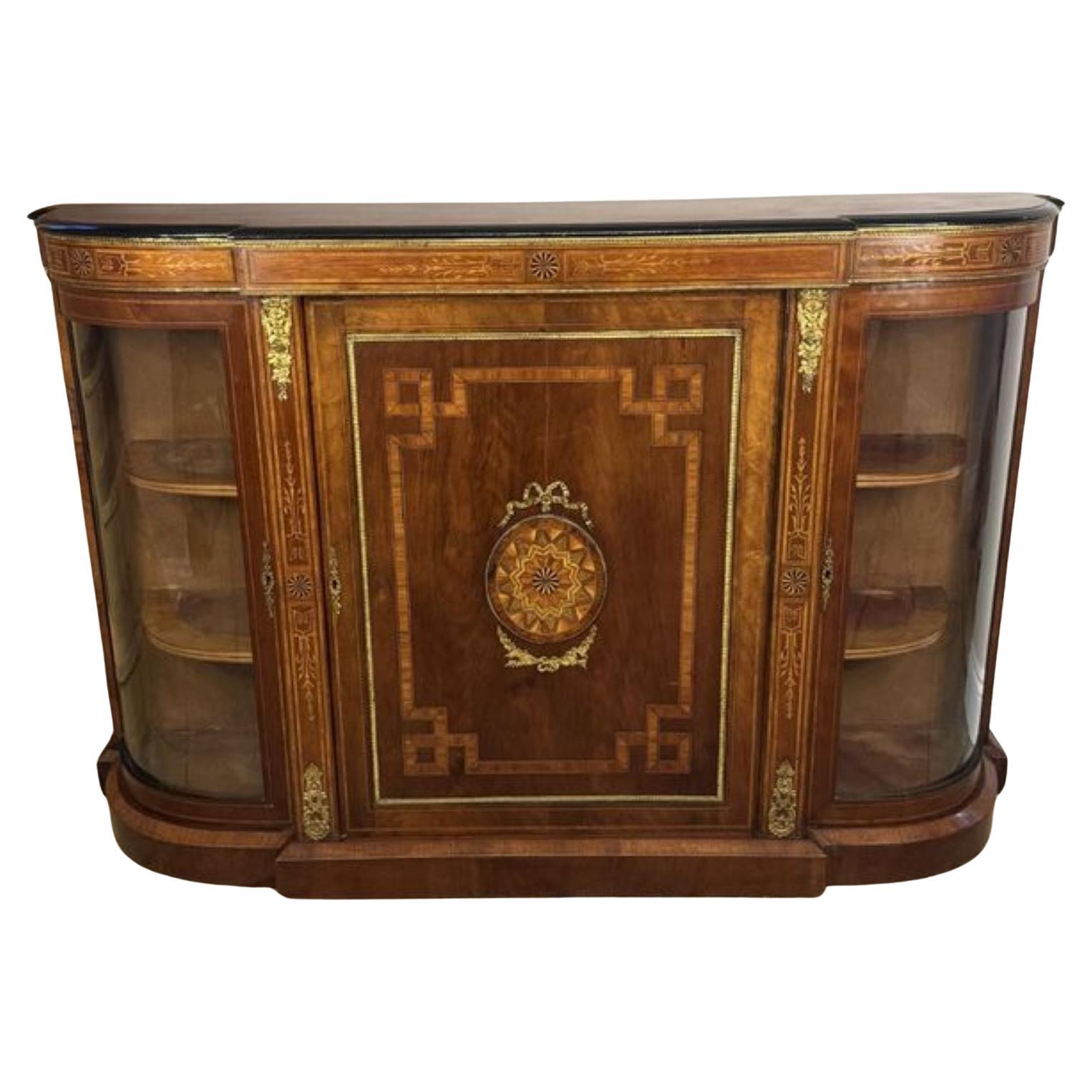 Outstanding quality antique Victorian walnut inlaid credenza