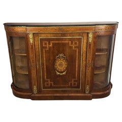 Outstanding quality antique Victorian walnut inlaid credenza
