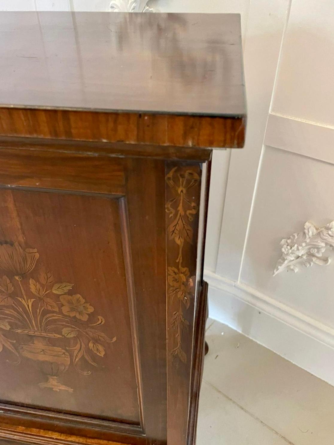 Outstanding Quality Antique Walnut Floral Marquetry Inlaid Bedside Cabinet In Good Condition For Sale In Suffolk, GB