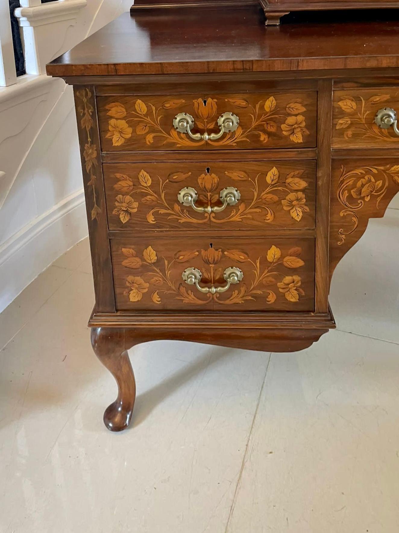 Outstanding Quality Antique Walnut Floral Marquetry Inlaid Dressing Table 7