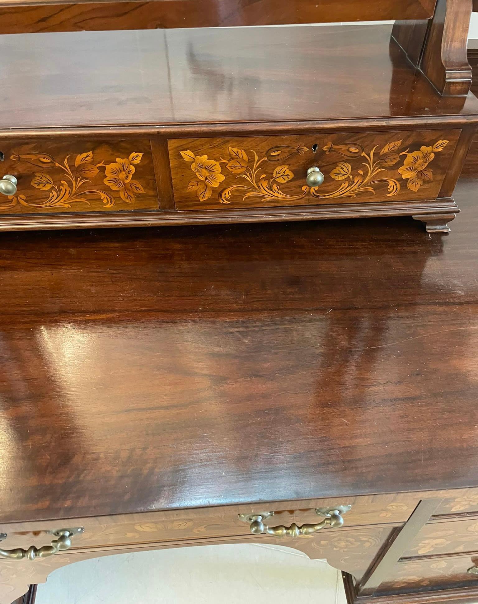 Outstanding Quality Antique Walnut Floral Marquetry Inlaid Dressing Table For Sale 9