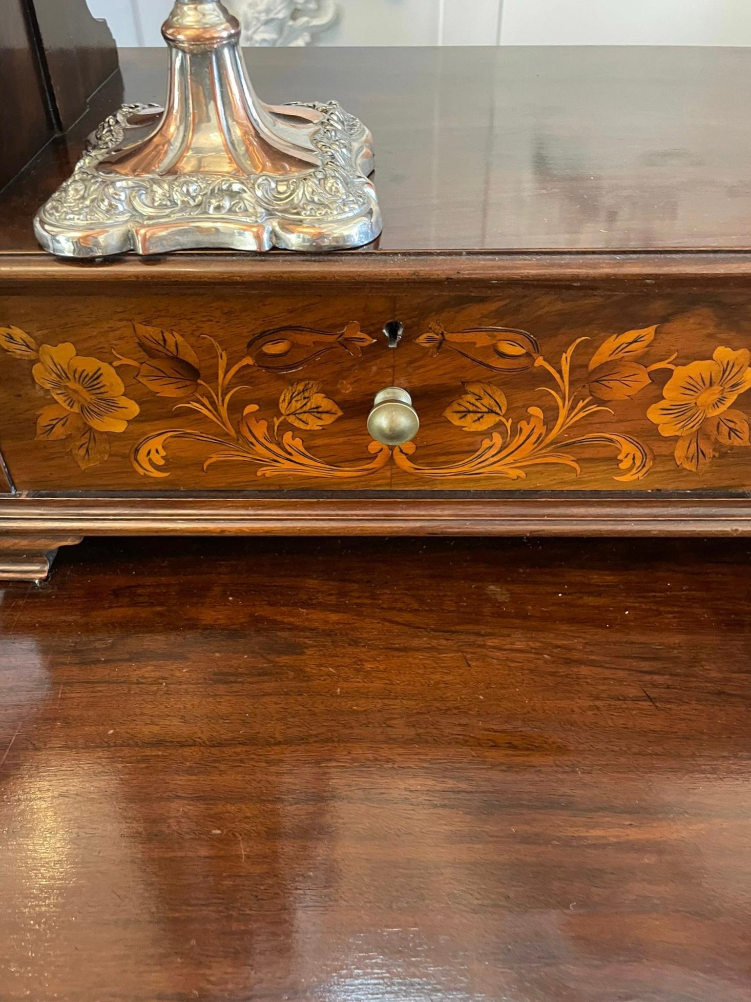 Outstanding Quality Antique Walnut Floral Marquetry Inlaid Dressing Table For Sale 2