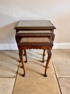 Outstanding quality antique walnut nest of three tables