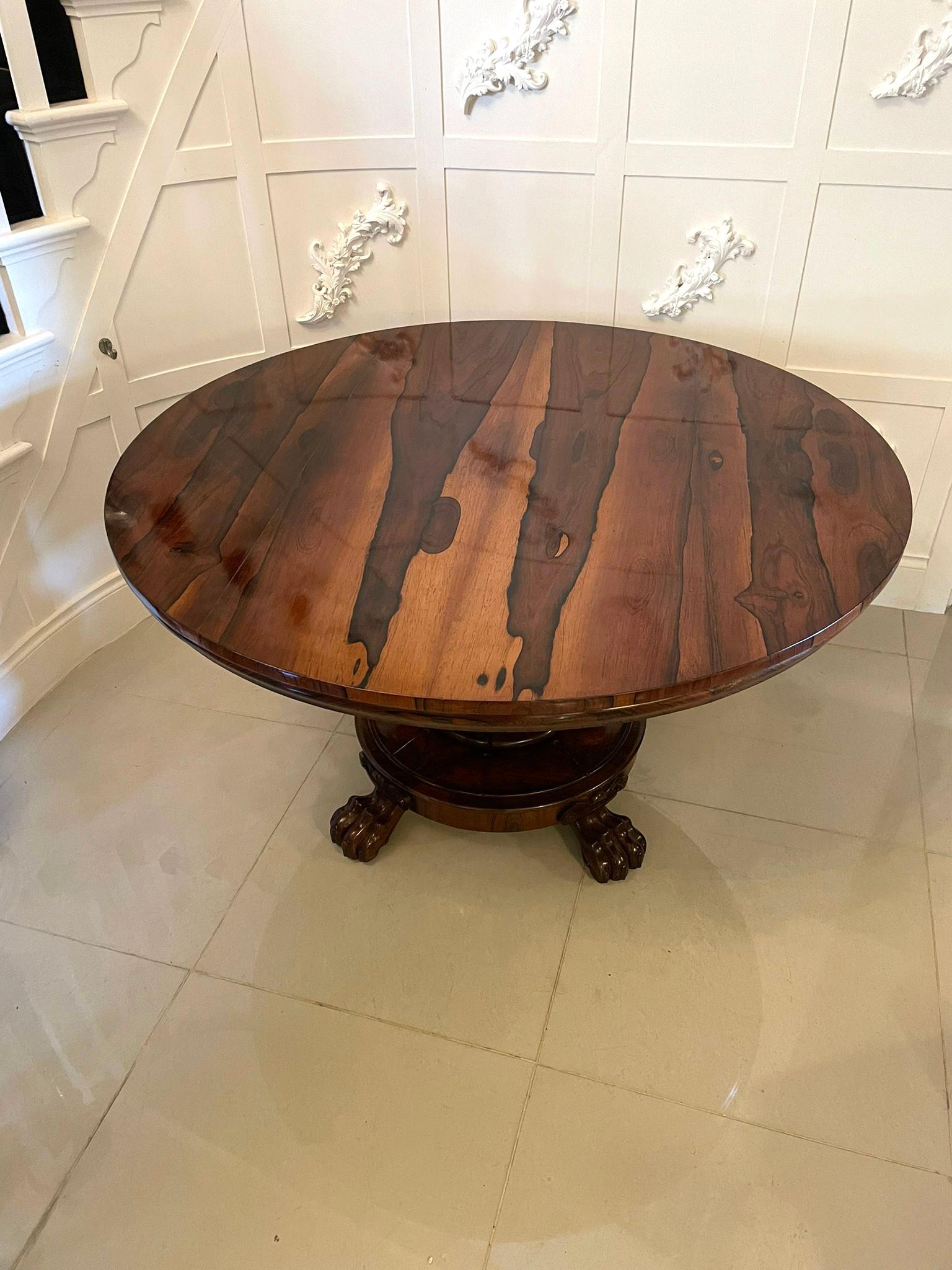 Outstanding Quality Antique William IV Circular Rosewood Centre Table In Good Condition For Sale In Suffolk, GB