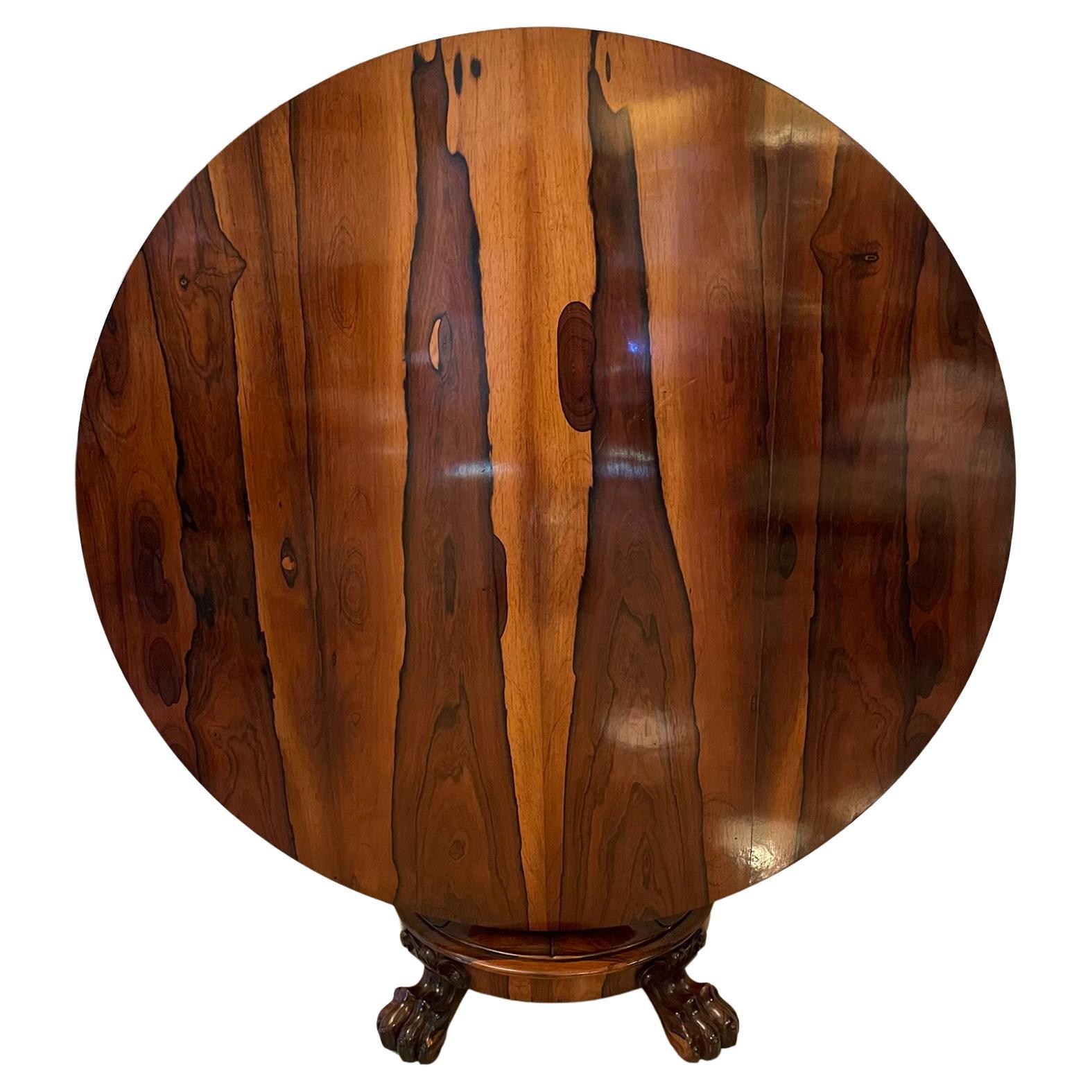 ​​Table centrale circulaire en bois de rose de style William IV de qualité exceptionnelle 