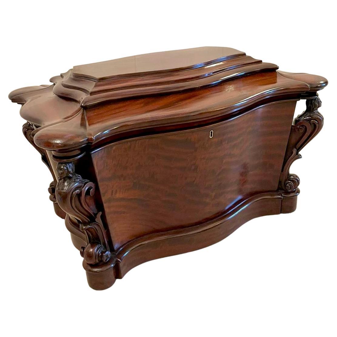 Outstanding Quality Antique William IV Mahogany Serpentine Shaped Wine Cooler For Sale