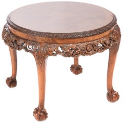 Outstanding Quality Carved Burr Walnut Coffee Table