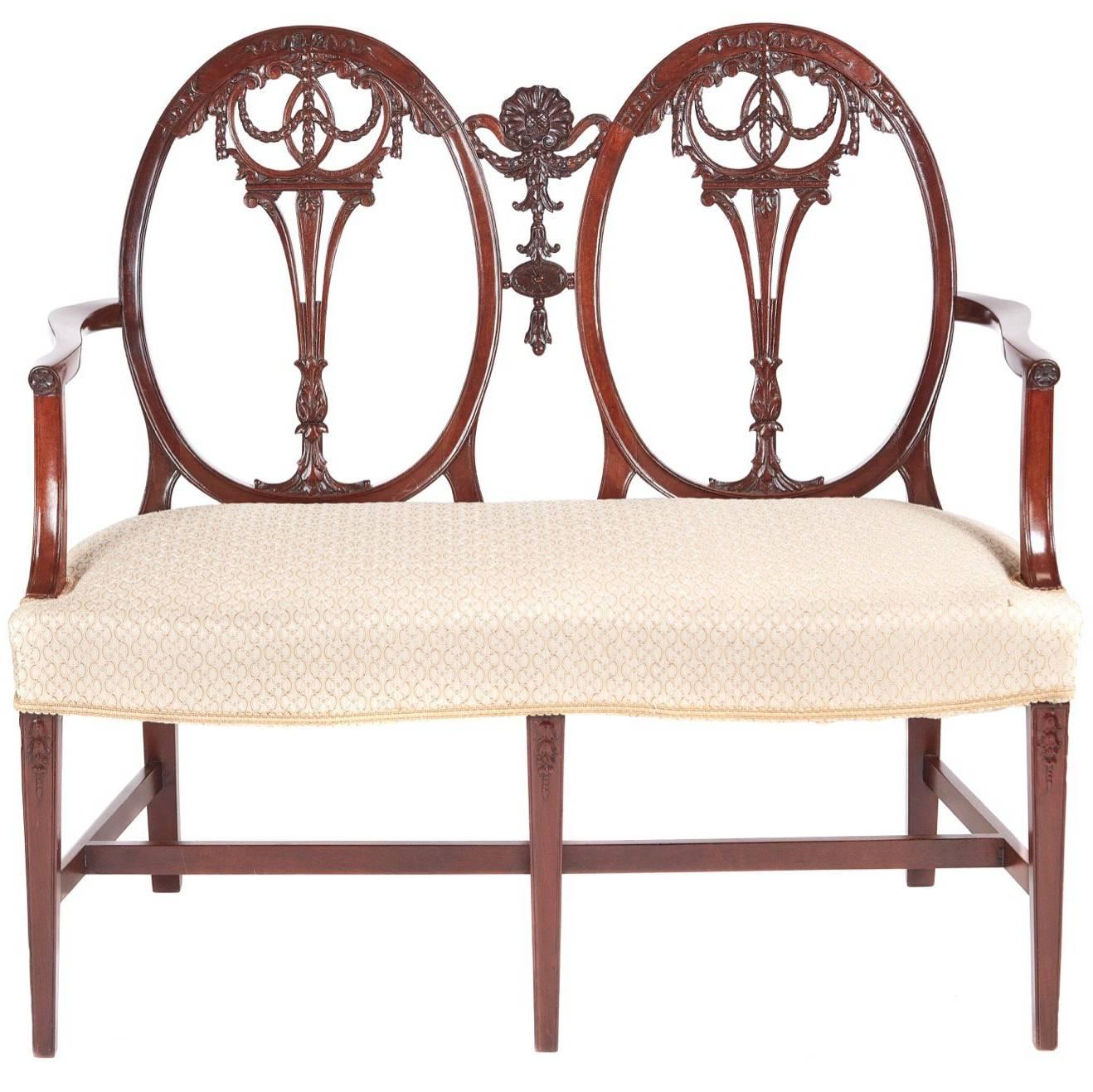 Outstanding Quality Carved Mahogany Settee