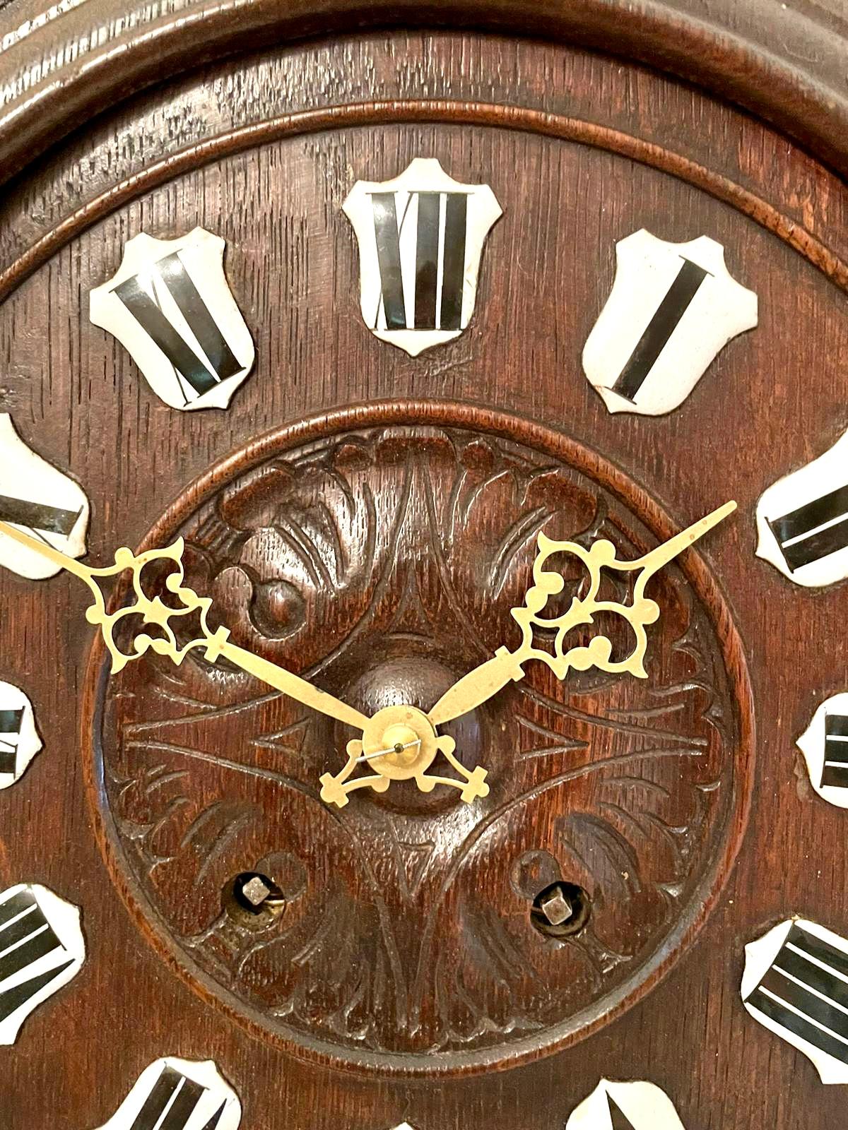 Outstanding Quality Carved Oak Black Forest Wall Clock 3