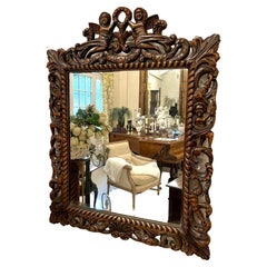 Outstanding Quality Carved Walnut Wall Mirror