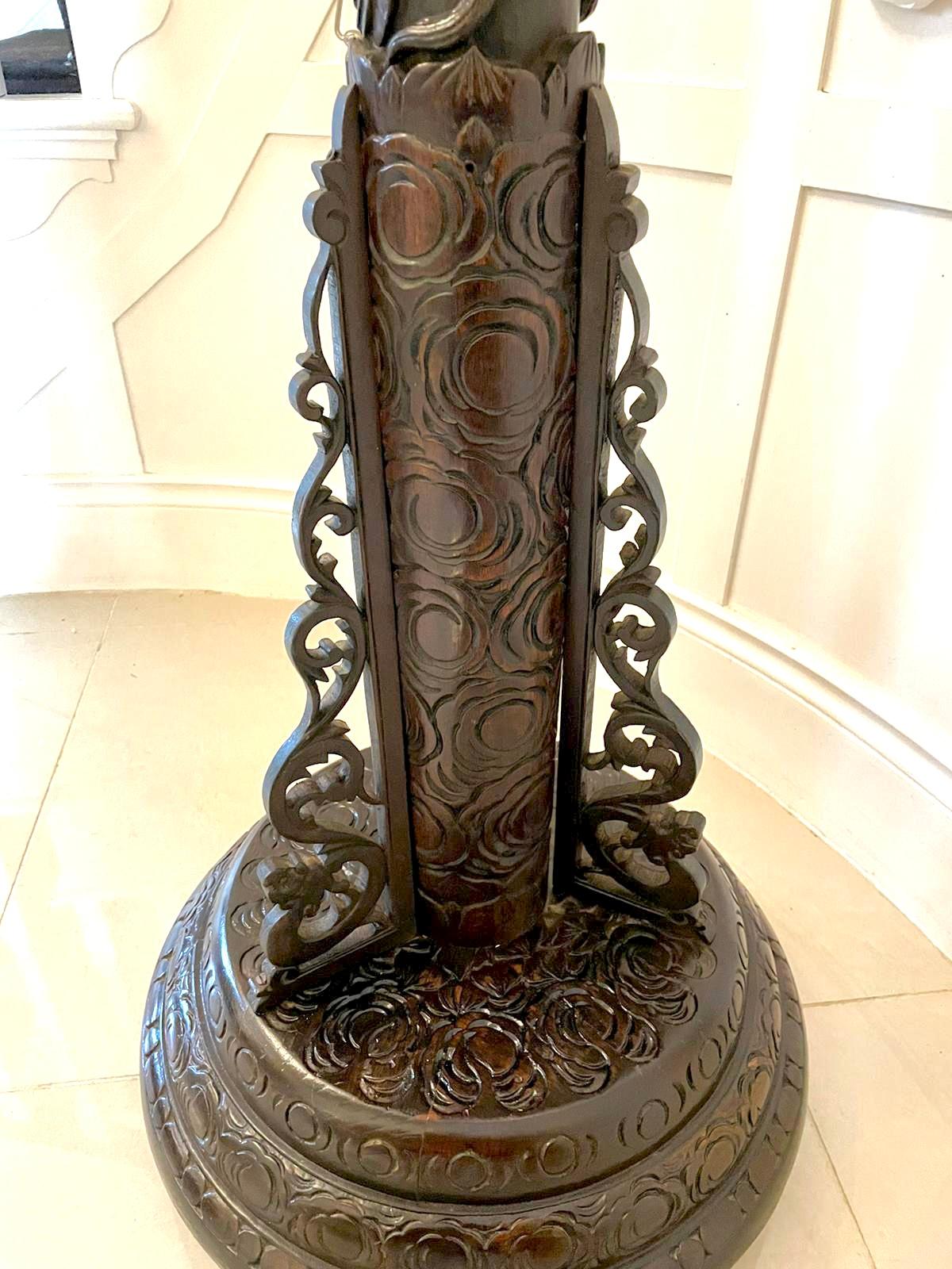 Outstanding Quality Chinese Carved Hardwood Lamp Stand  7