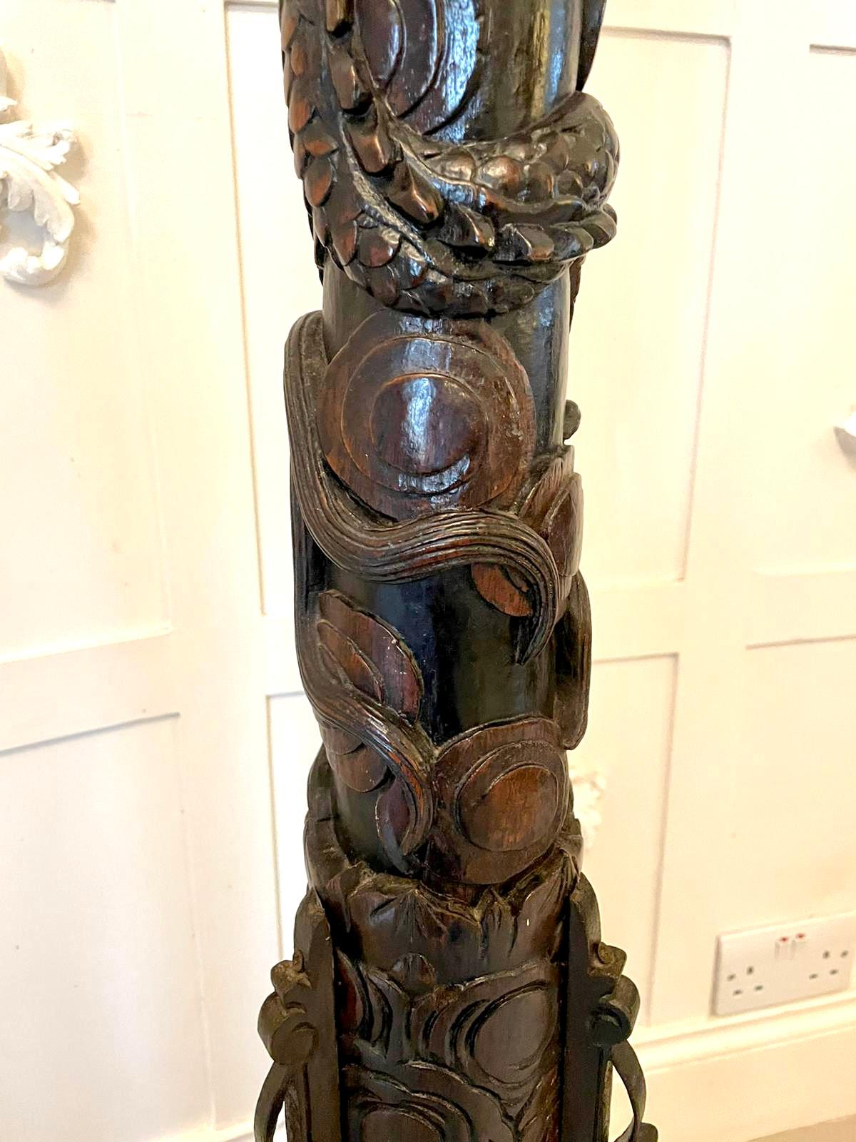 Outstanding Quality Chinese Carved Hardwood Lamp Stand  8