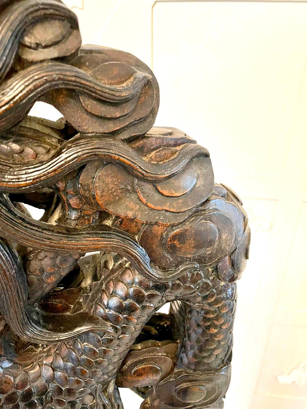 Unknown Outstanding Quality Chinese Carved Hardwood Lamp Stand 