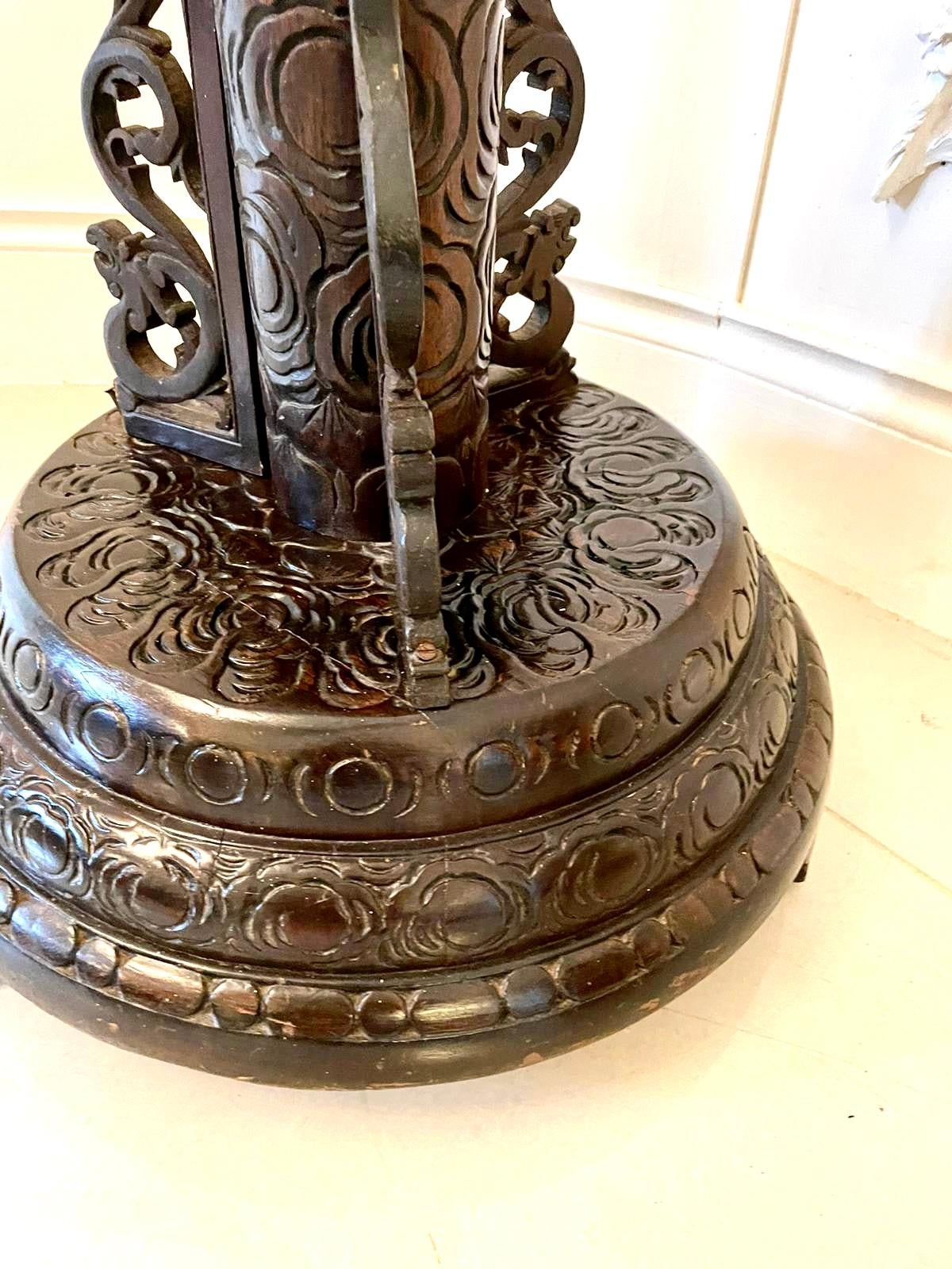 Early 20th Century Outstanding Quality Chinese Carved Hardwood Lamp Stand 