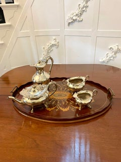 Herausragende Qualität Edwardian Intarsien Mahagoni Oval Tablett