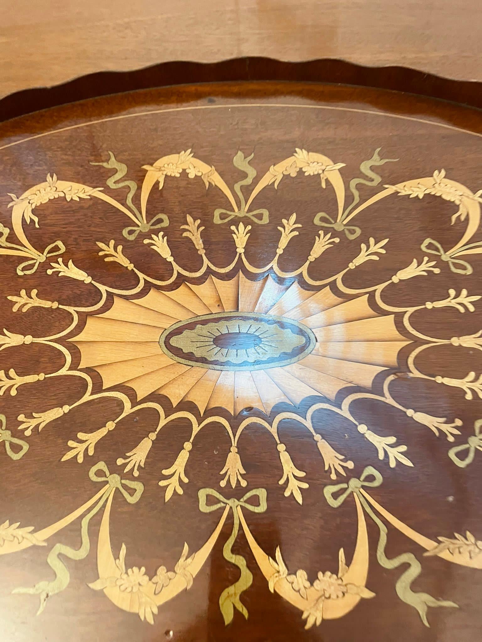 Brass Outstanding Quality Edwardian Inlaid Mahogany Oval Tray For Sale