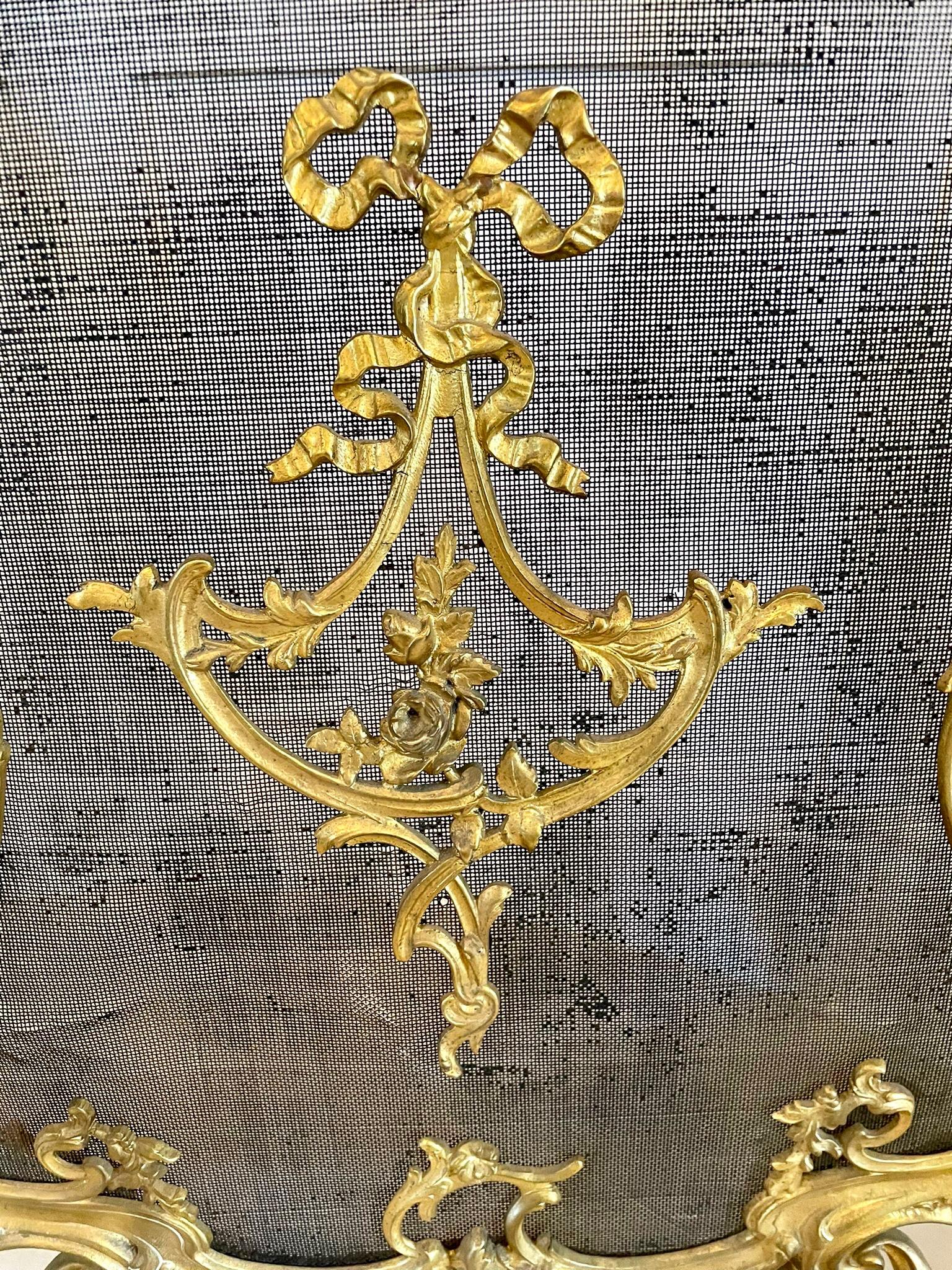 Outstanding Quality French 19th Century Ornate Gilt Ormolu Fire Screen 6