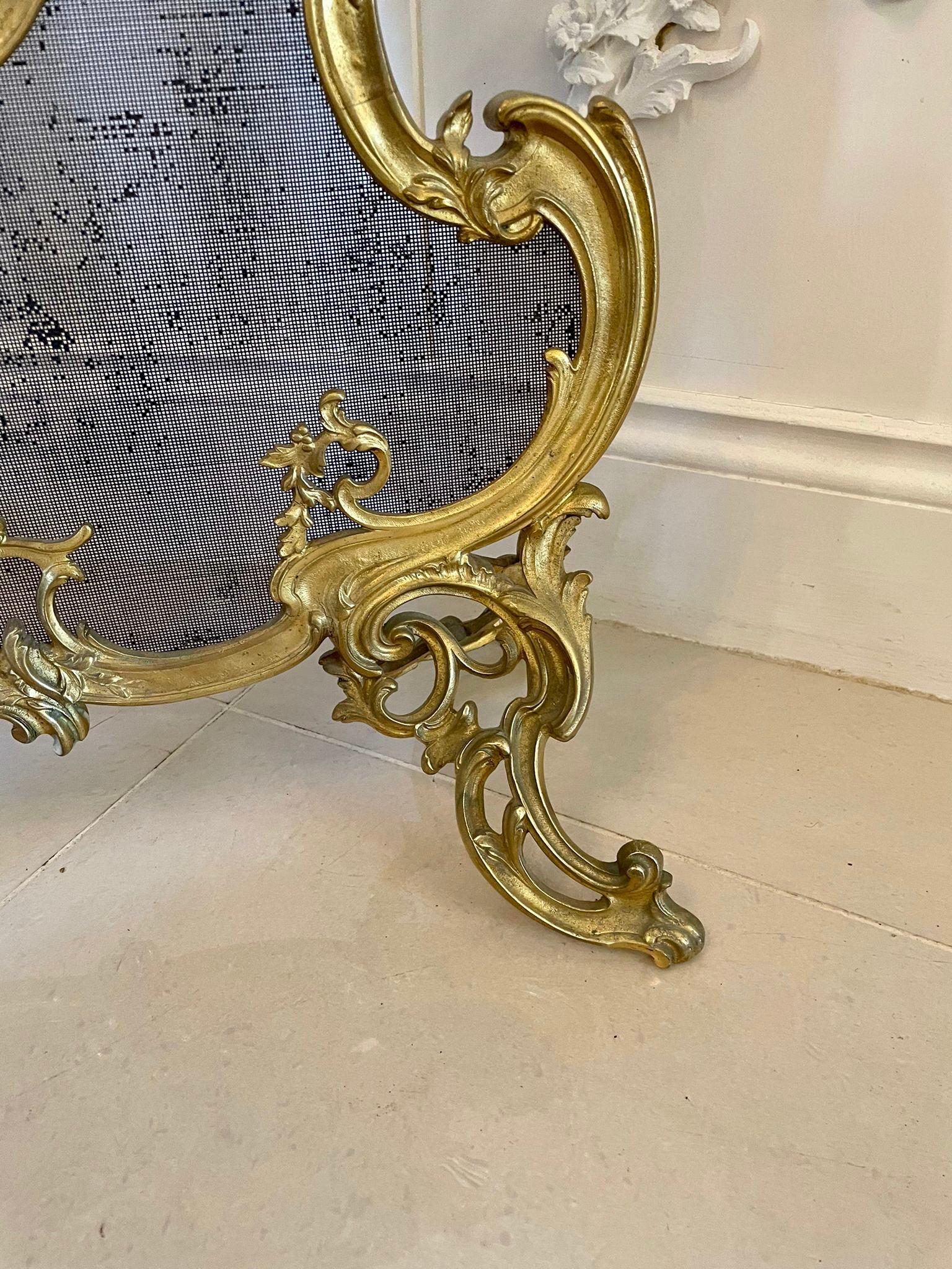 Outstanding Quality French 19th Century Ornate Gilt Ormolu Fire Screen 9