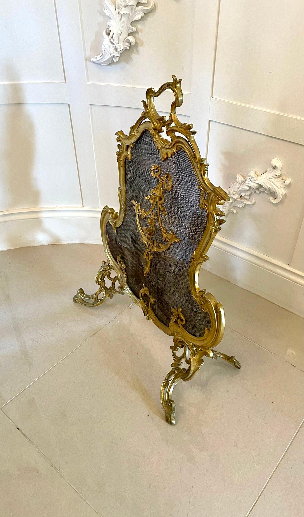Outstanding Quality French 19th Century Ornate Gilt Ormolu Fire Screen 1