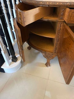 Outstanding Quality Large Antique Carved Burr Walnut Bow Fronted Sideboard