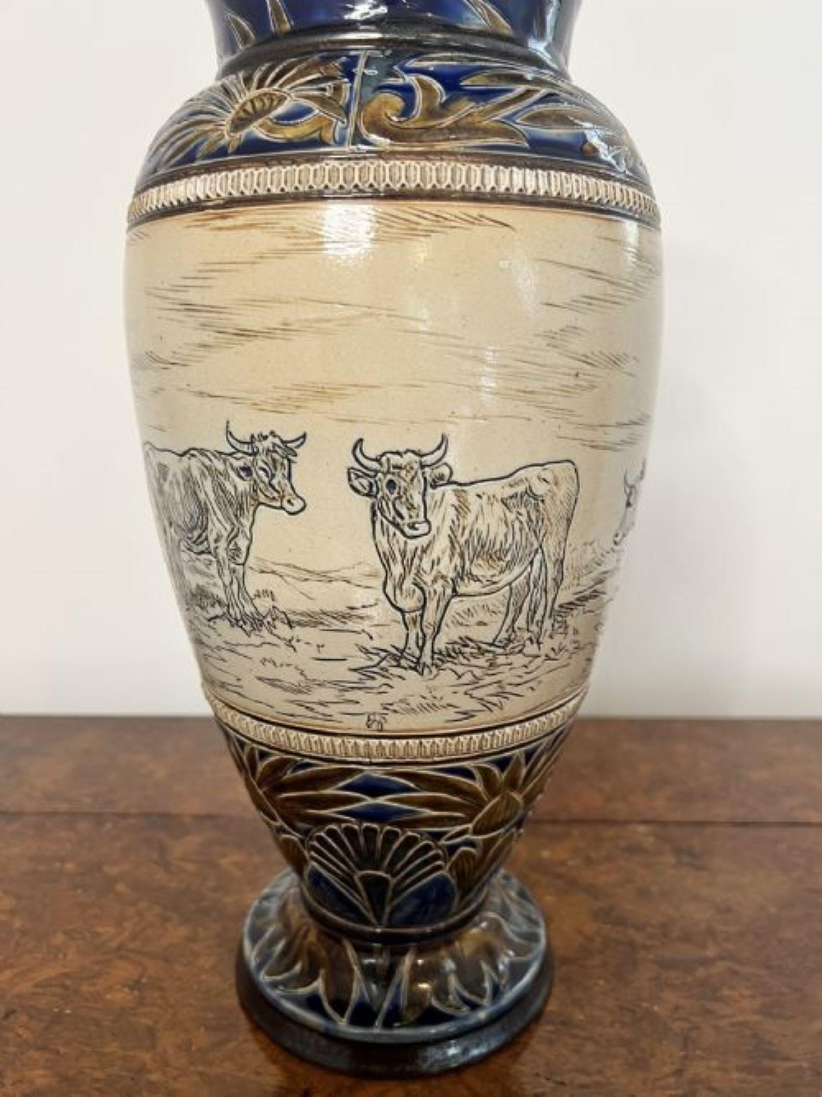 Outstanding quality large antique Doulton Lambeth vase by Hannah Barlow  For Sale 1