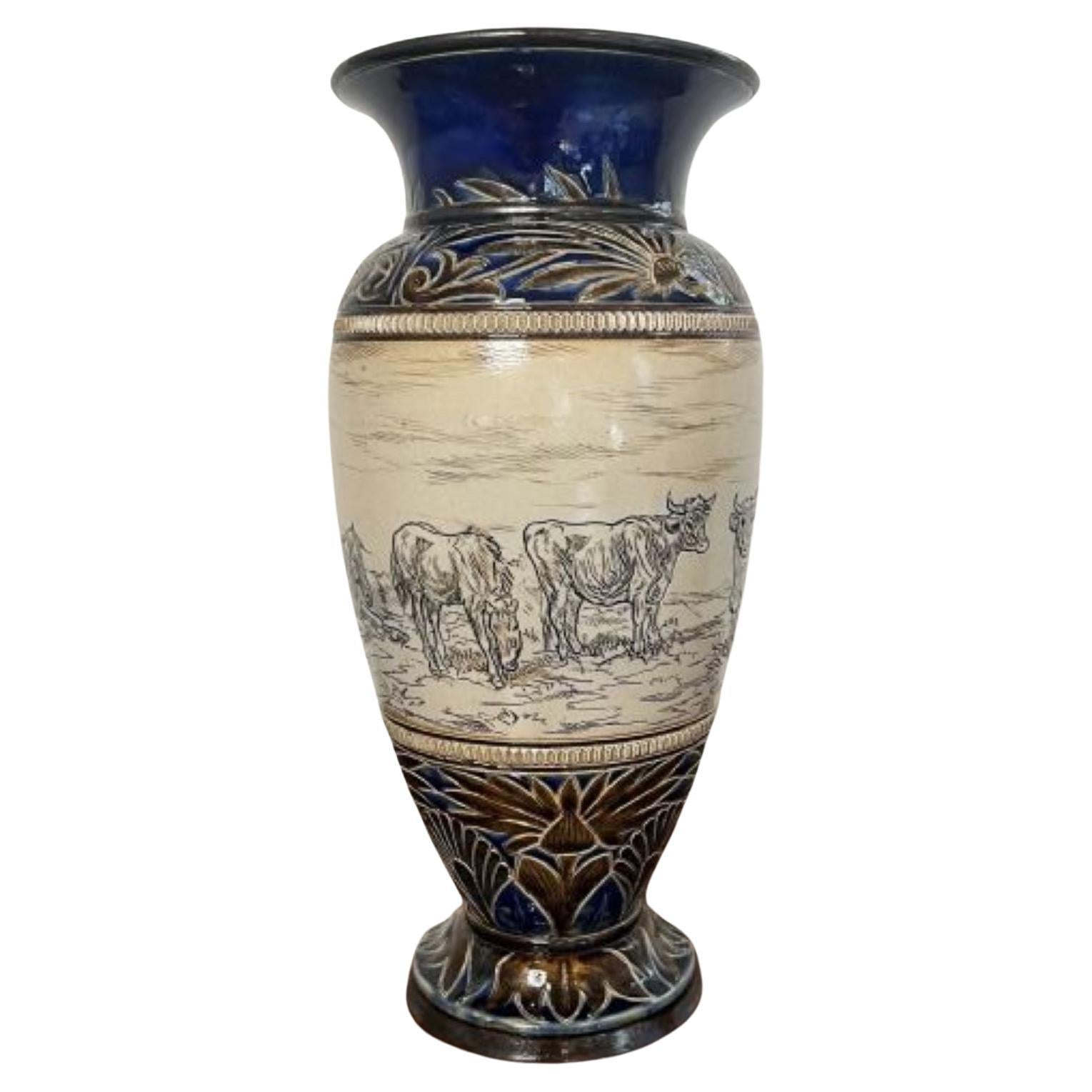 Outstanding quality large antique Doulton Lambeth vase by Hannah Barlow