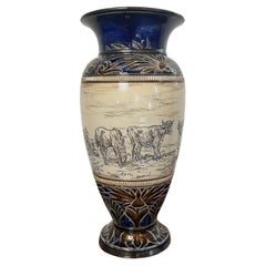 Outstanding quality large antique Doulton Lambeth vase by Hannah Barlow 
