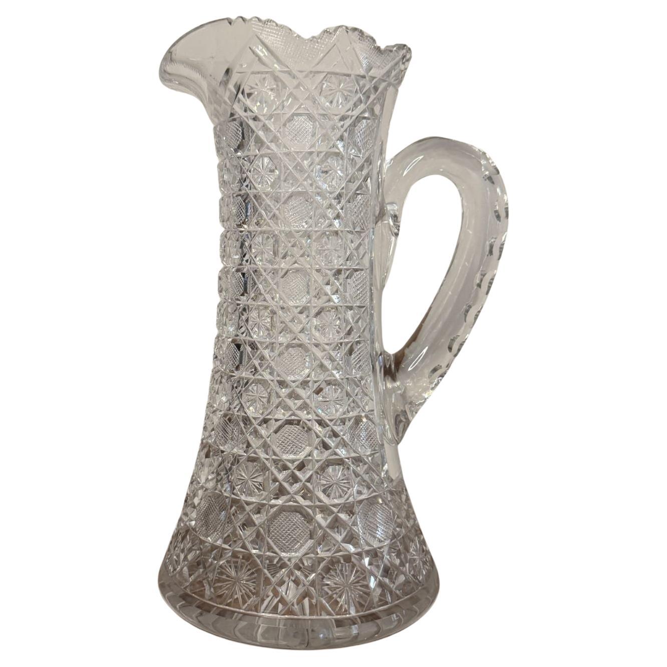 Outstanding quality large antique Edwardian cut glass jug For Sale