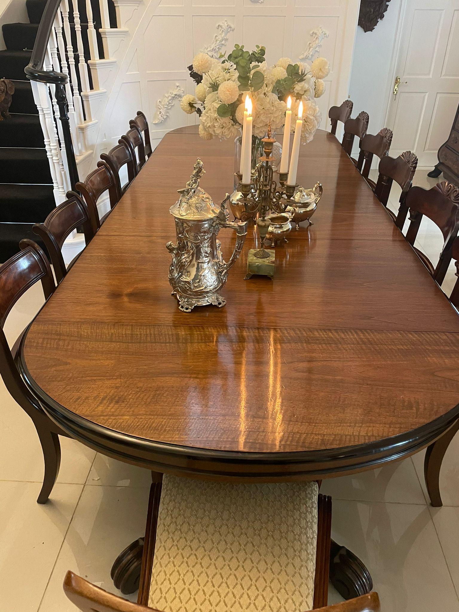 Victorian Outstanding Quality Large Antique Figured Walnut Extending Dining Table