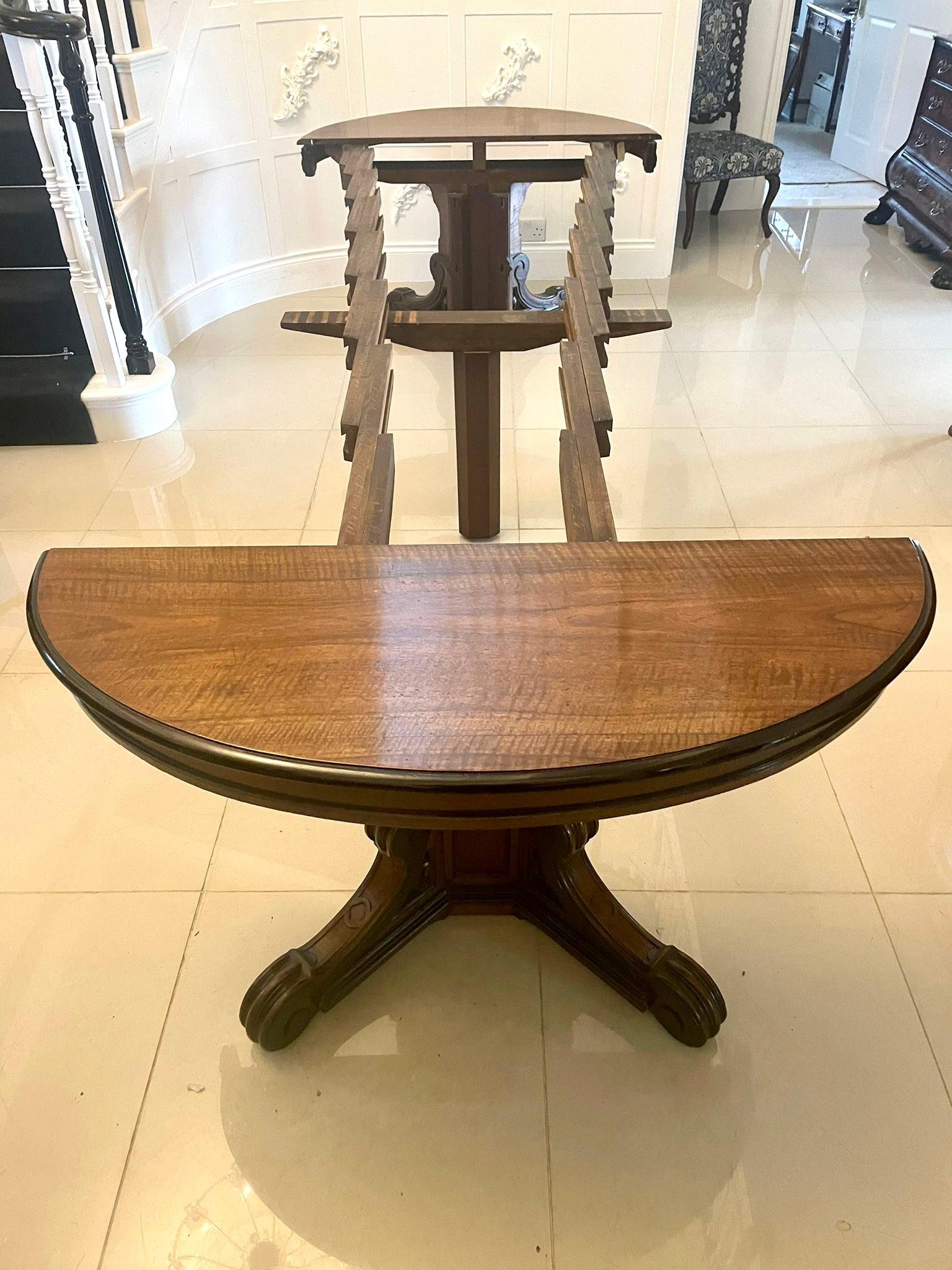 Outstanding Quality Large Antique Figured Walnut Extending Dining Table 3