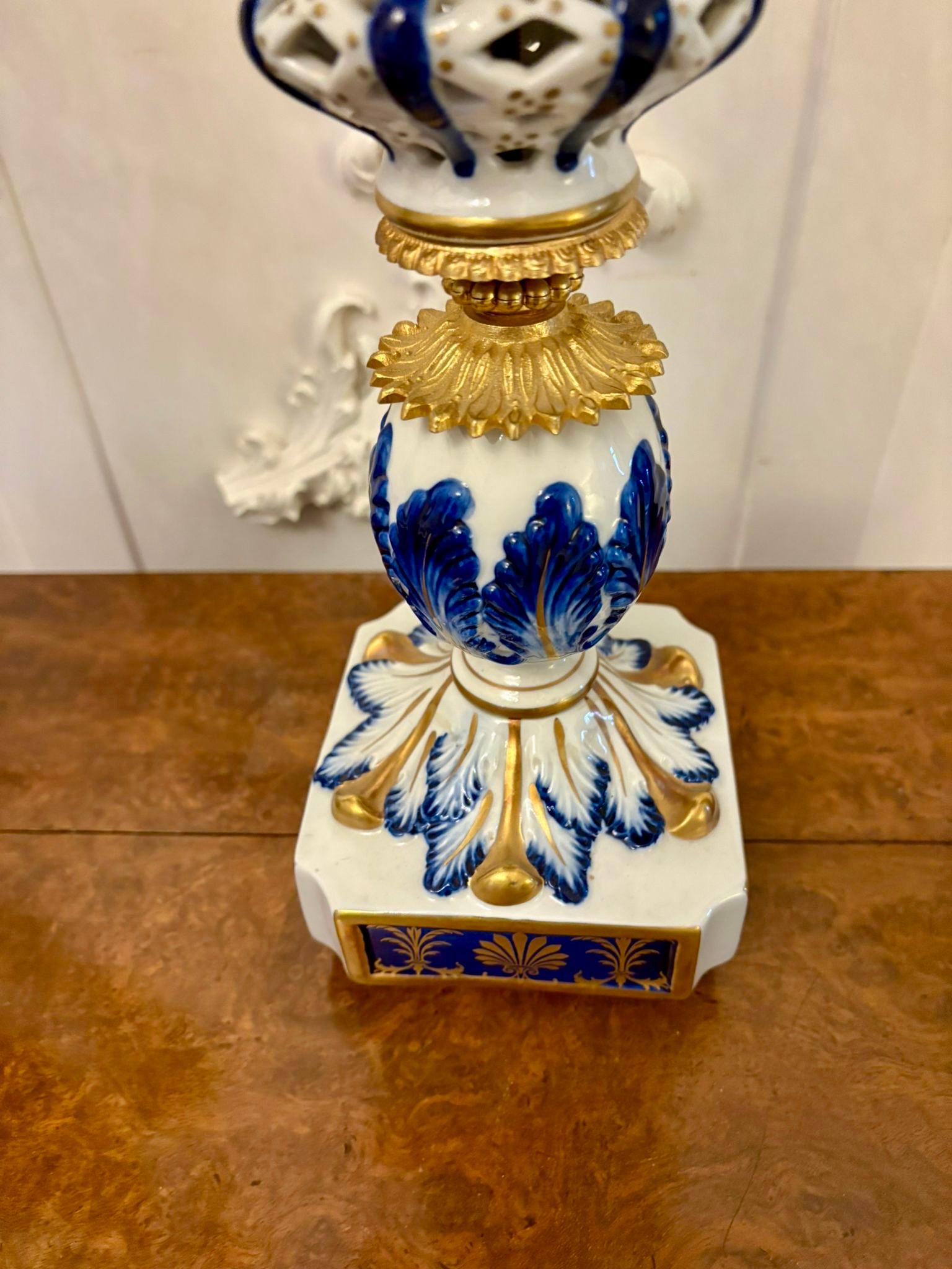 Outstanding Quality Large Antique French Porcelain and Gilded Metal Clock Set For Sale 7