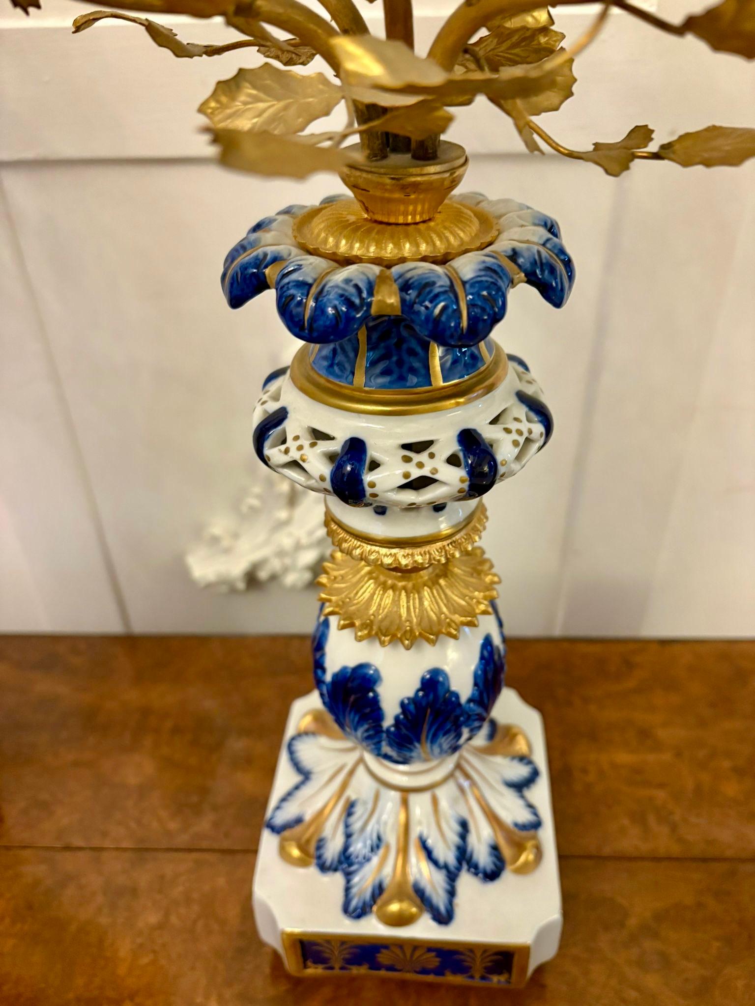 Outstanding Quality Large Antique French Porcelain and Gilded Metal Clock Set For Sale 11