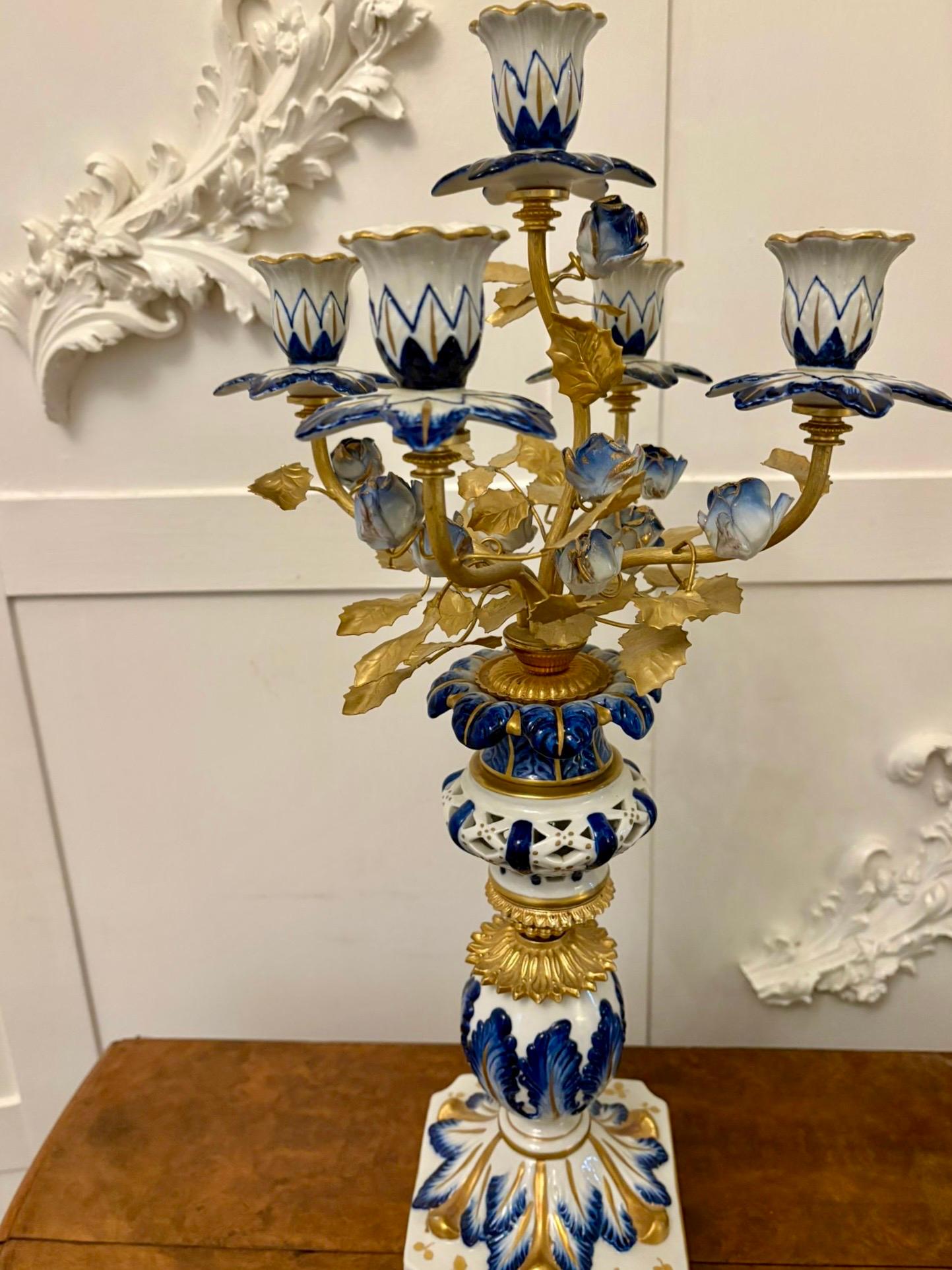 Outstanding Quality Large Antique French Porcelain and Gilded Metal Clock Set For Sale 13