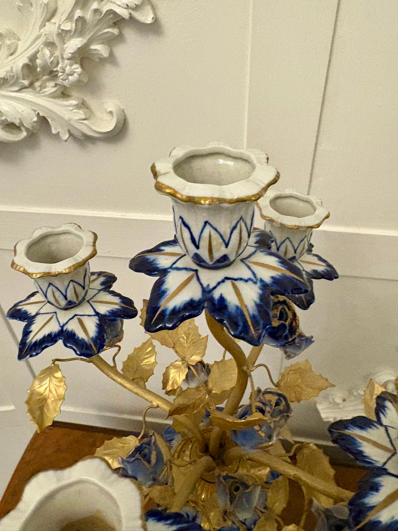 Outstanding Quality Large Antique French Porcelain and Gilded Metal Clock Set For Sale 15