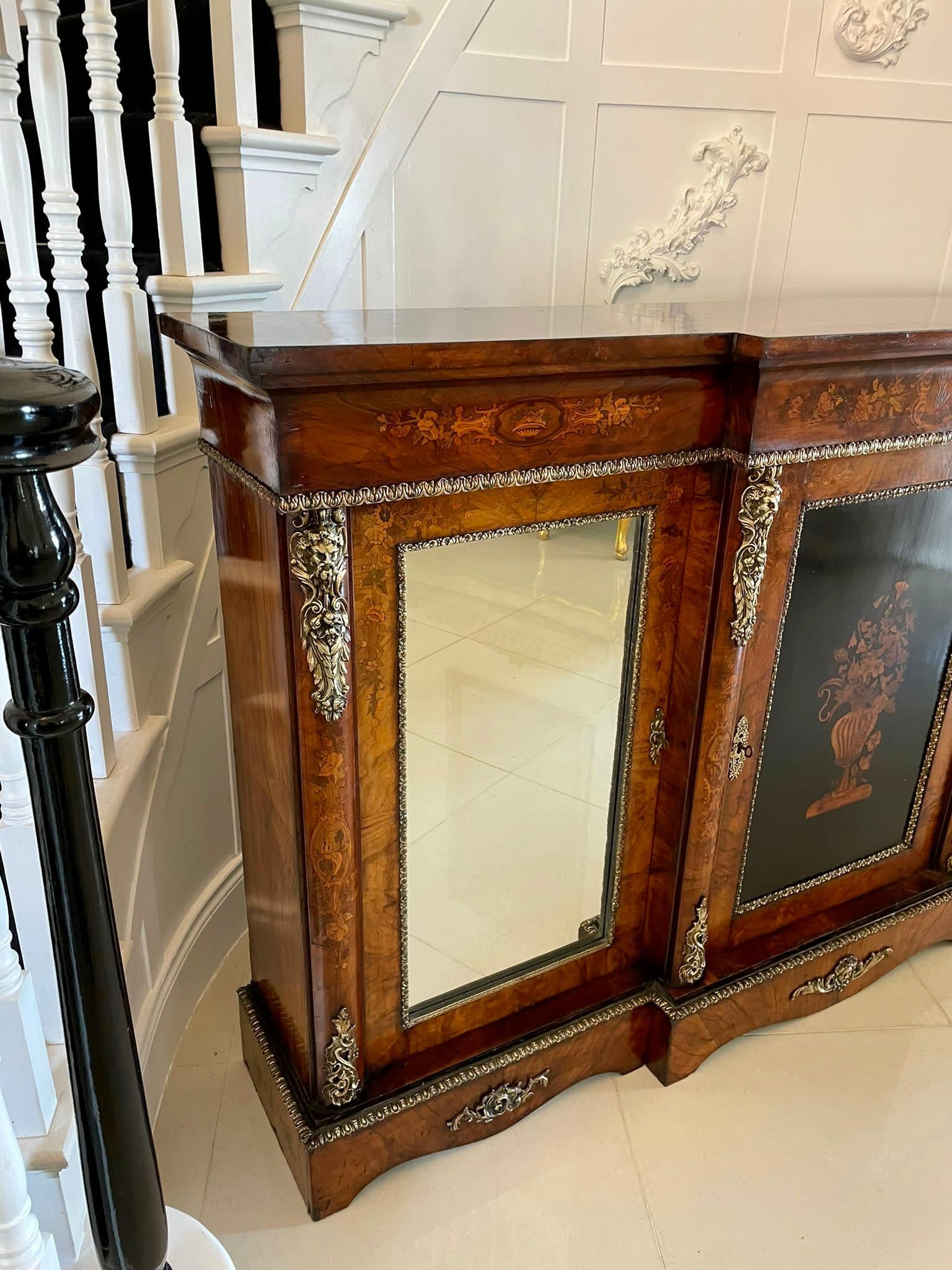 Outstanding Large Antique Inlaid Floral Marquetry Burr Walnut Credenza/Sideboard For Sale 6