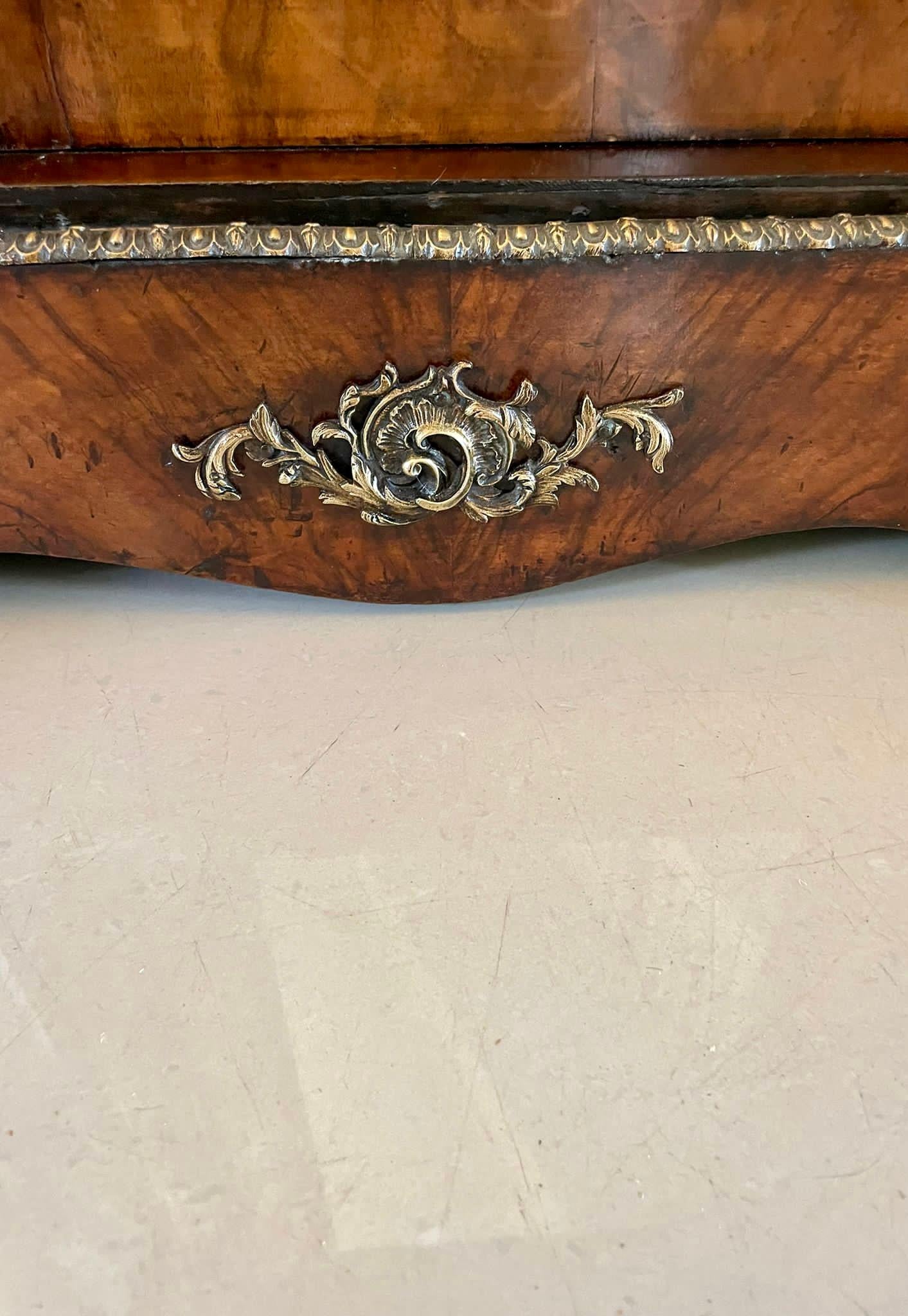 Outstanding Large Antique Inlaid Floral Marquetry Burr Walnut Credenza/Sideboard For Sale 8