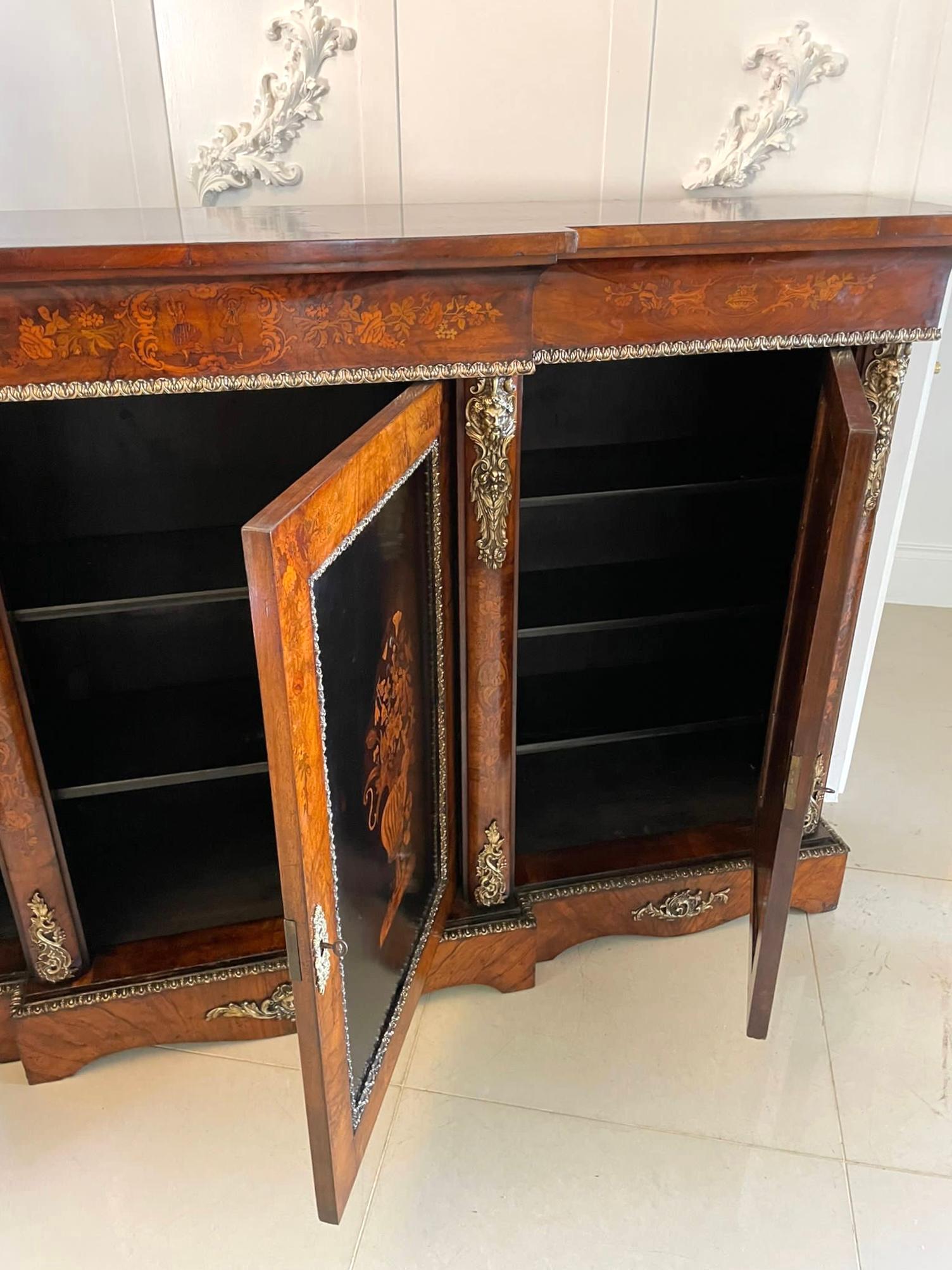 Outstanding Large Antique Inlaid Floral Marquetry Burr Walnut Credenza/Sideboard For Sale 2