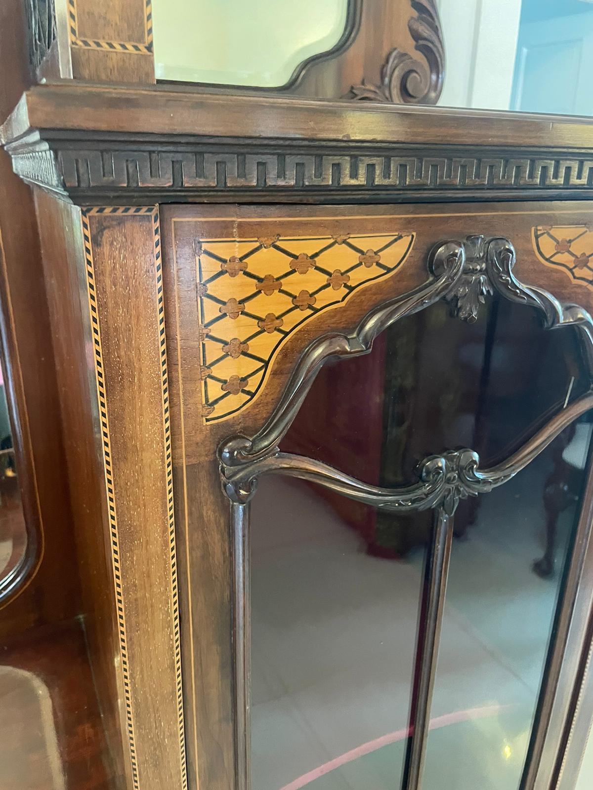 Outstanding Quality Large Antique Mahogany Inlaid Satinwood Display Cabinet In Good Condition For Sale In Suffolk, GB