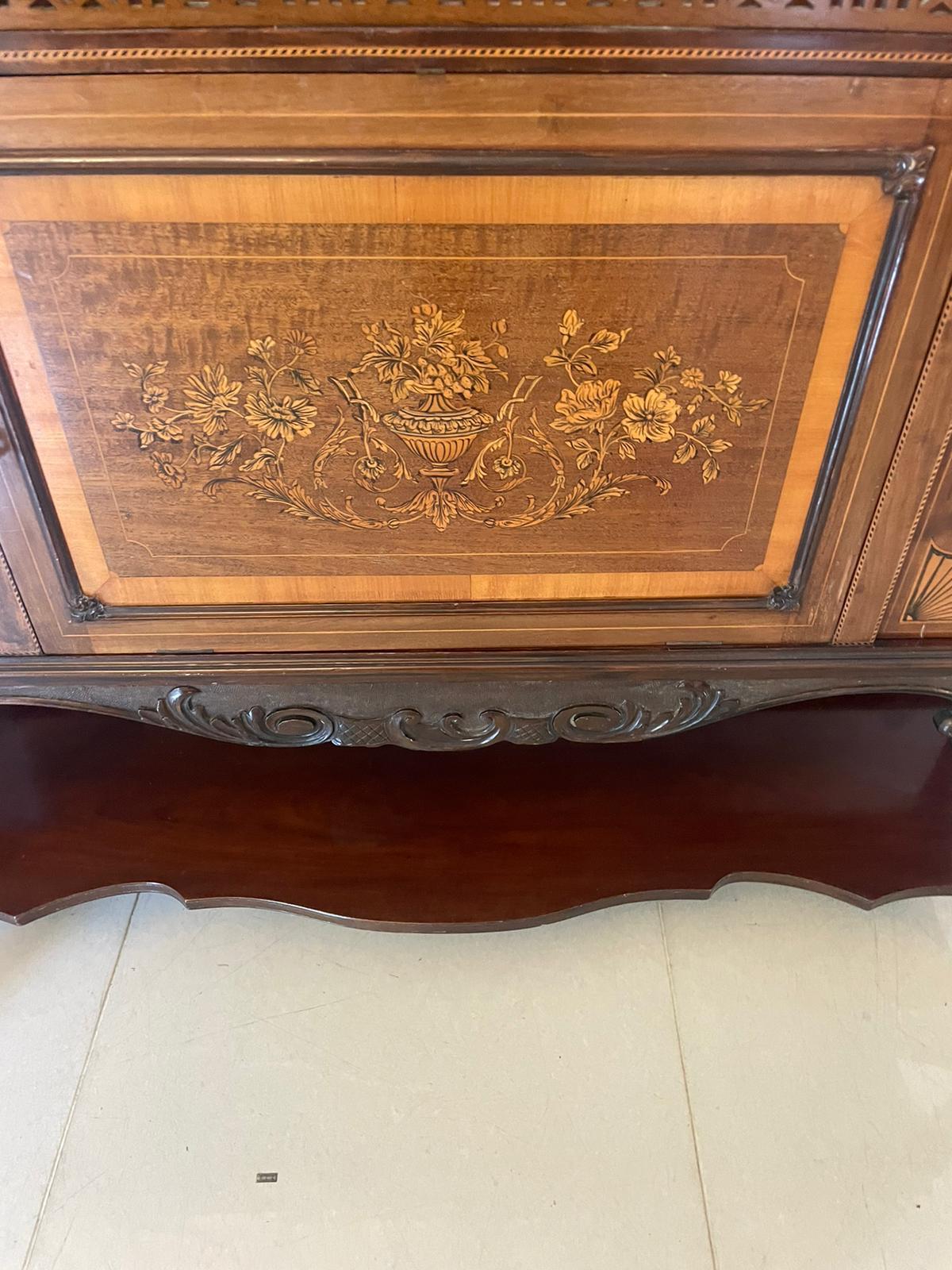 Other Outstanding Quality Large Antique Mahogany Inlaid Satinwood Display Cabinet For Sale