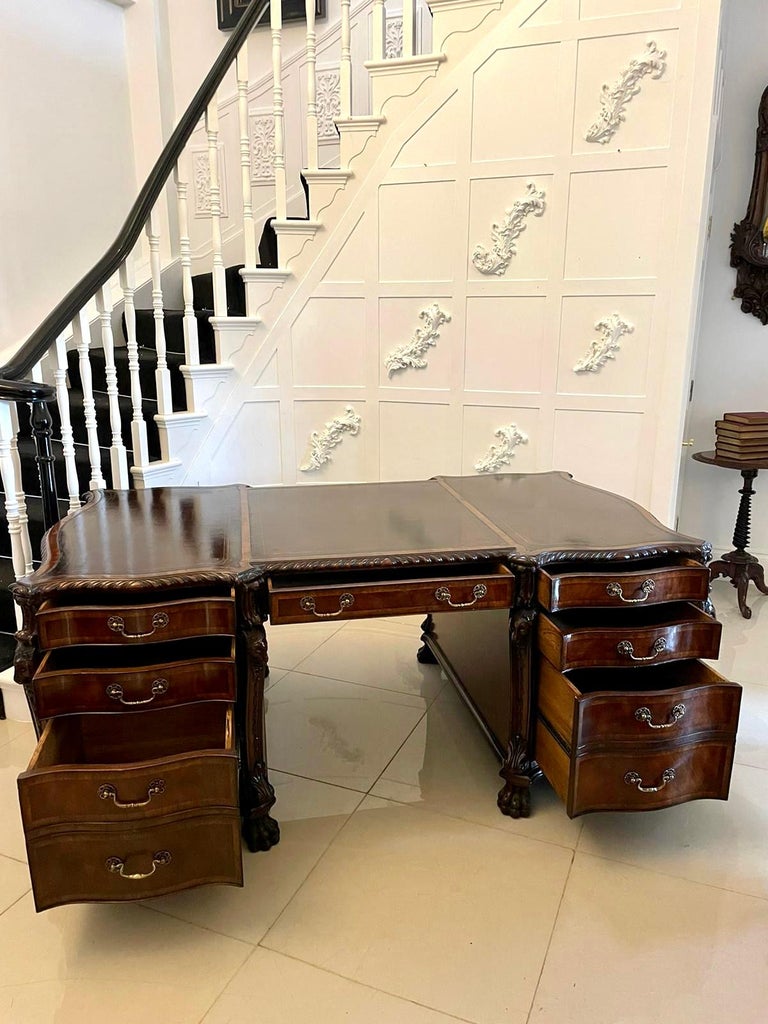 Outstanding Quality Large Antique Mahogany Serpentine Shaped Partners