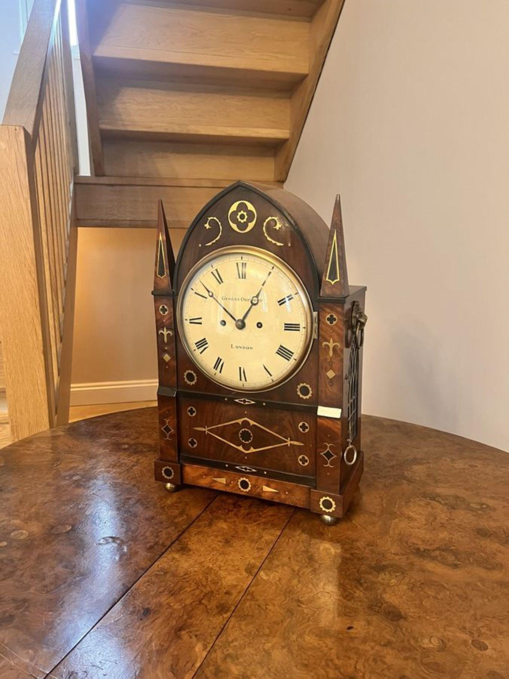 Outstanding quality large antique regency brass inlaid bracket clock For Sale 5