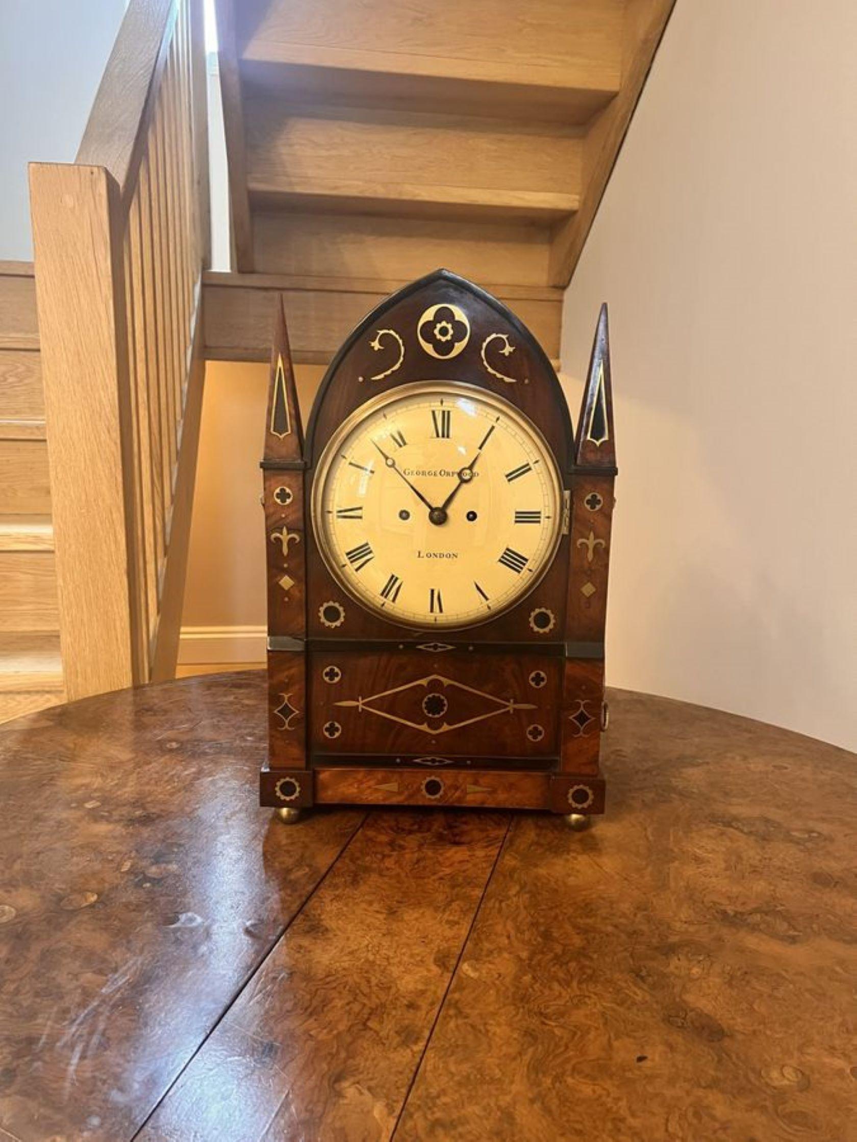 Outstanding quality large antique regency brass inlaid bracket clock For Sale 4