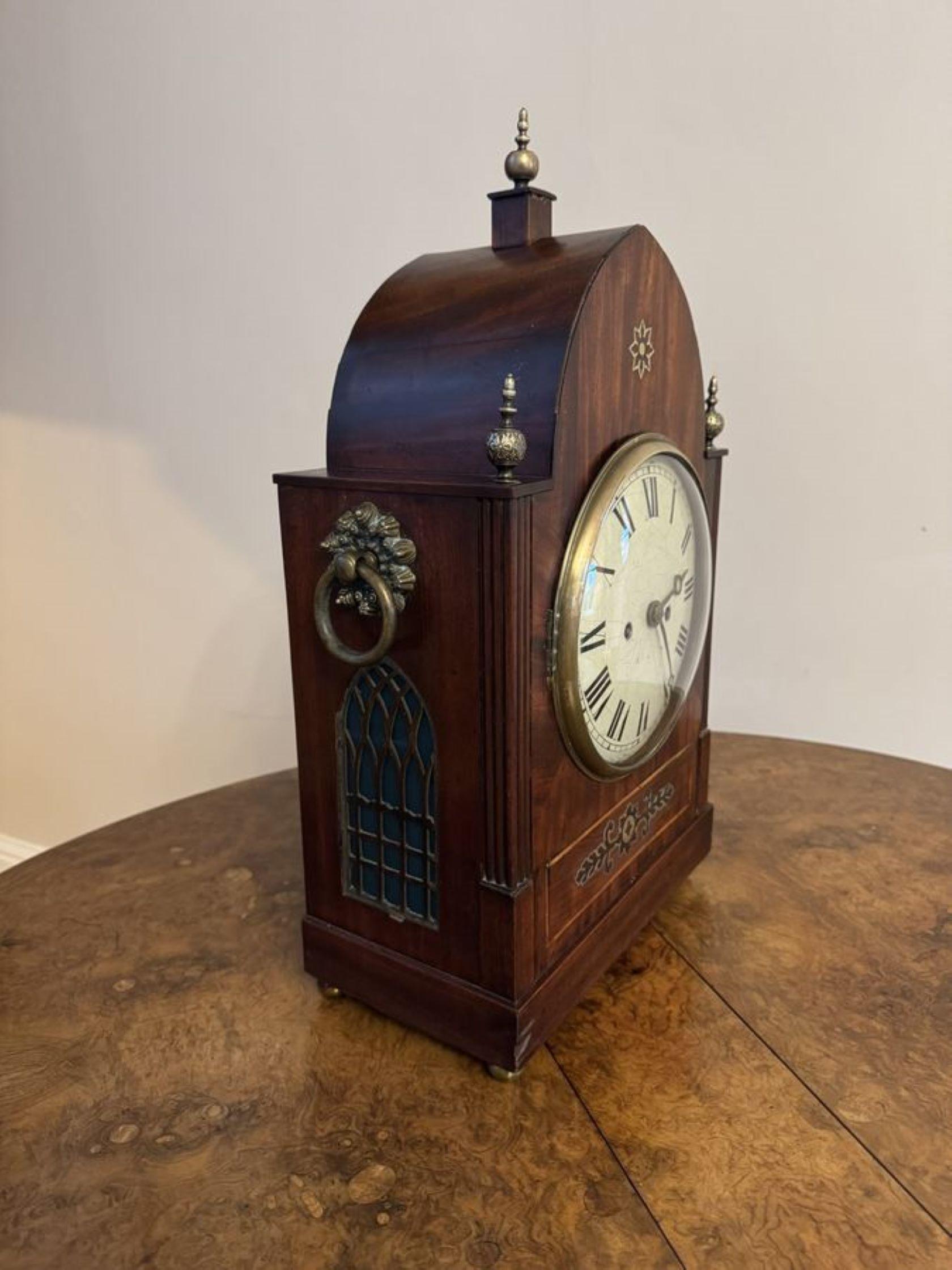 19th Century Outstanding quality large antique Regency mahogany brass inlaid bracket clock For Sale