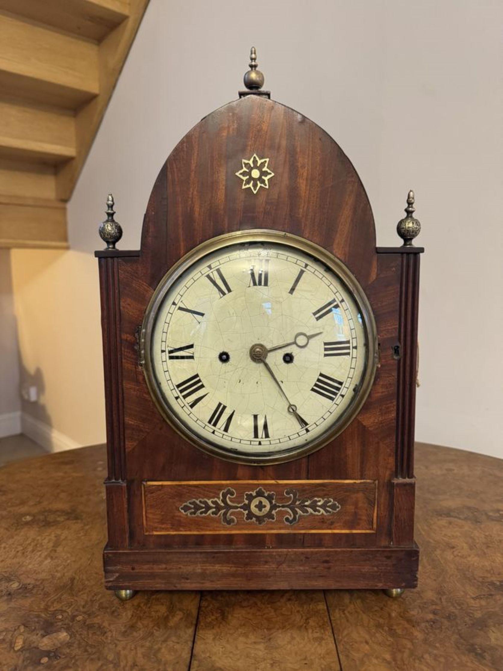 Outstanding quality large antique Regency mahogany brass inlaid bracket clock For Sale 3