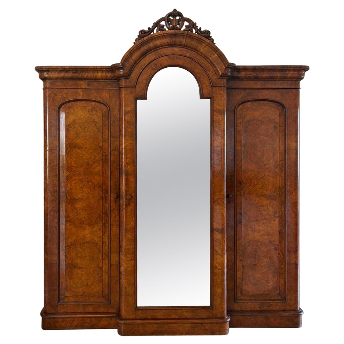 Outstanding Quality Large Antique Victorian Burr Walnut 3 Door Wardrobe